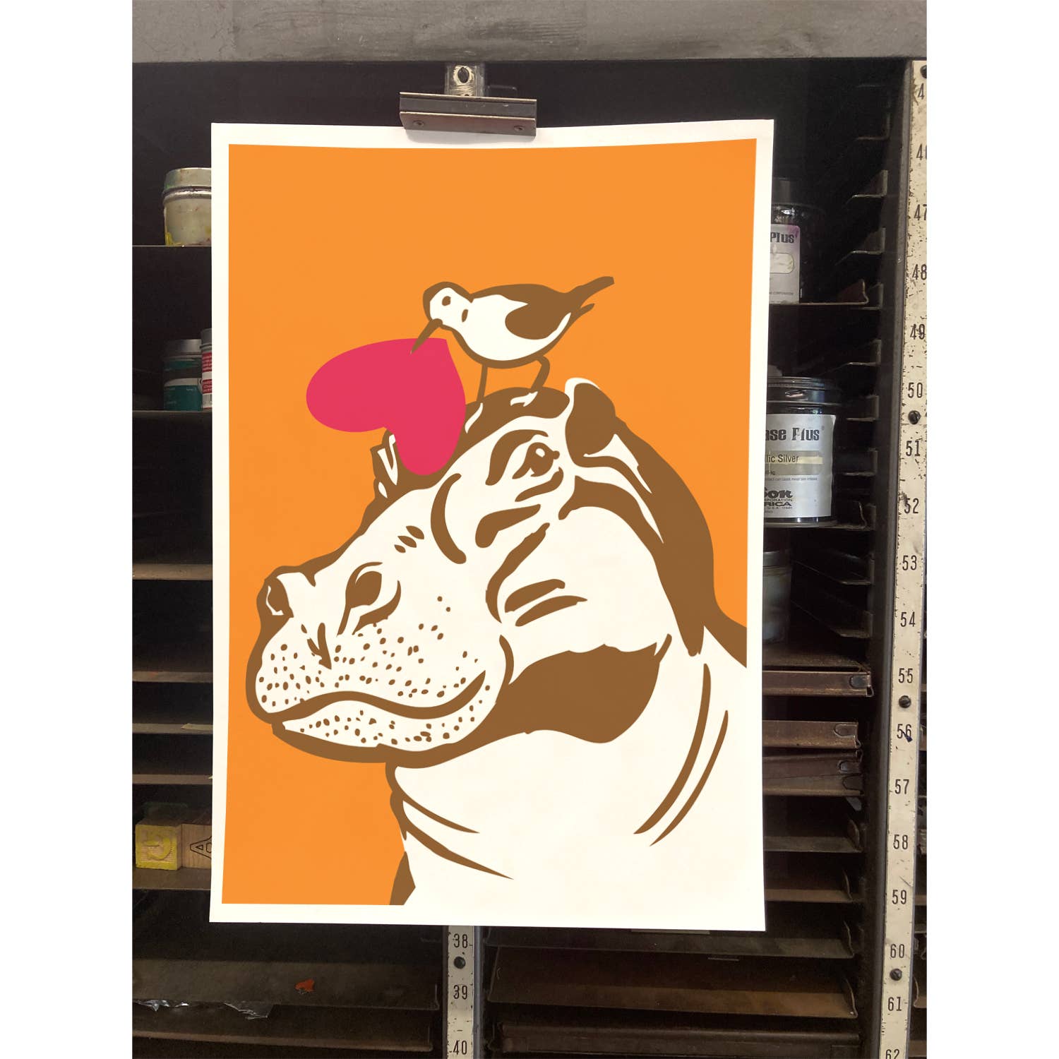 Rigel Paper - Wholesale Art Print - RLO-83 Hippo with Hearts Art Print2