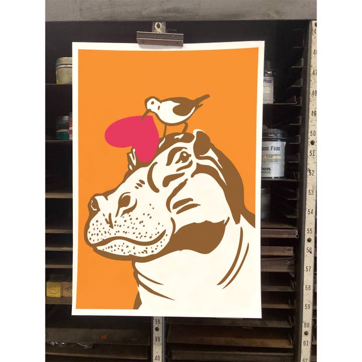 Rigel Paper - Wholesale Art Print - RLO-83 Hippo with Hearts Art Print2