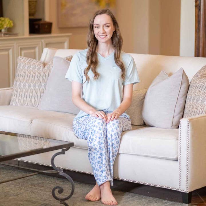 The Royal Standard - Wholesale Sleepwear Bottom - Women's - Fleur de Lis Sleep Pants White/Blue/Lime -Asst.3