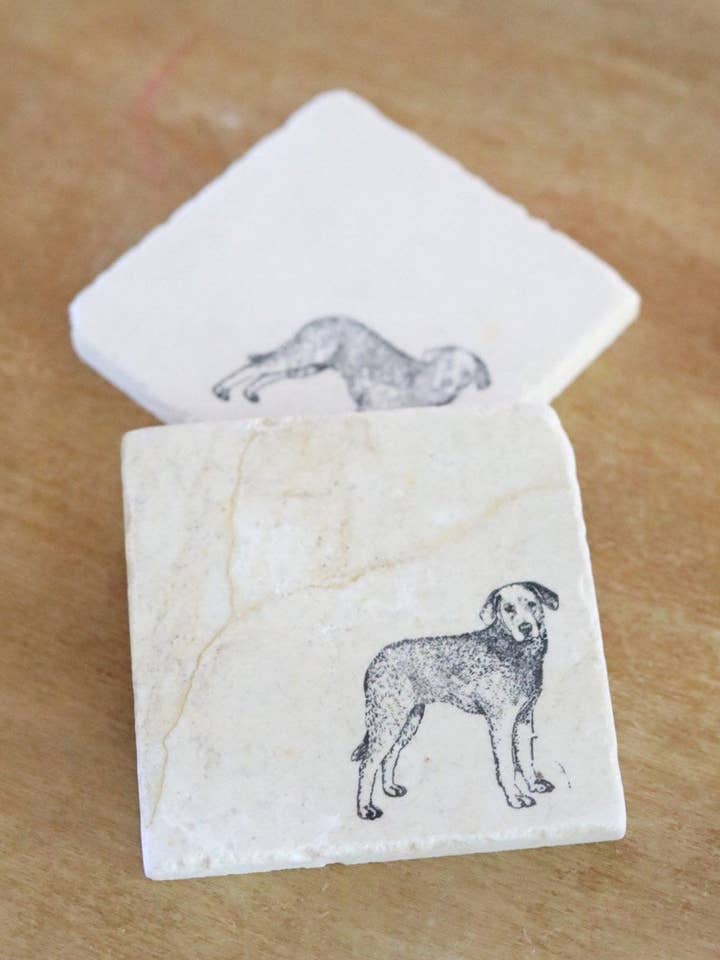 Chesapeake Bay Retriever Ensemble de dessous de verre en marbre pour la vente par Lace, Grace & Peonies Marble Coasters