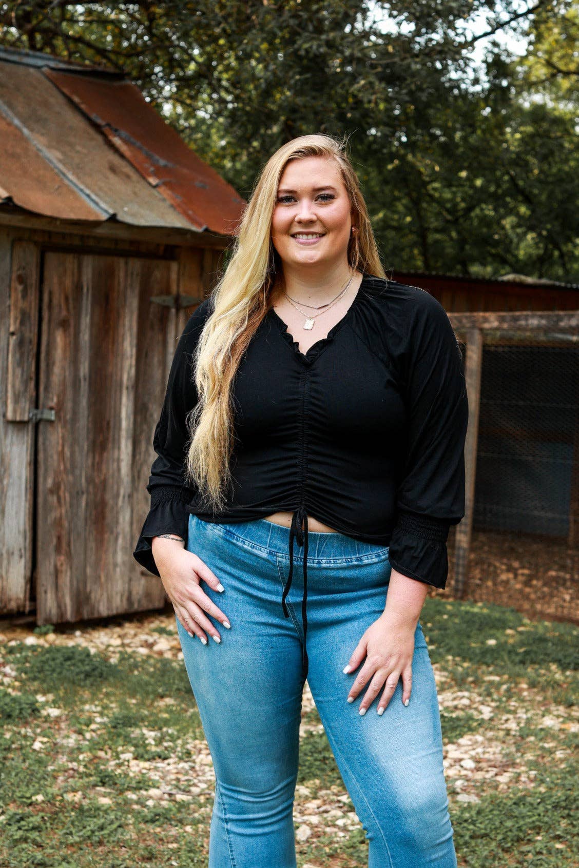 Let's Go Ladies Contemporary Top in Black for wholesale on Faire4