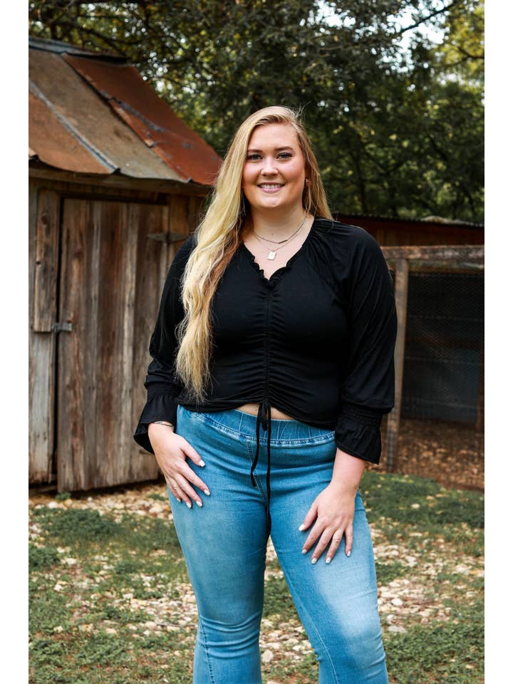 Let's Go Ladies Contemporary Top in Black for wholesale on Faire4