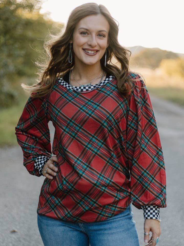 Merry and Checked Top for wholesale by Sterling Kreek