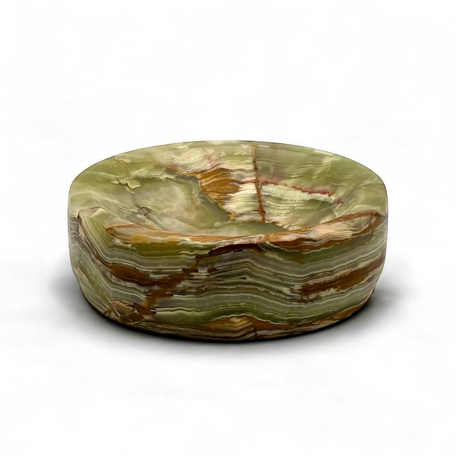 Marble Crafter - Wholesale Decorative Plate/Dish/Bowl - Platanus Collection Zafferano Verde Onyx 8" Honed Finish1