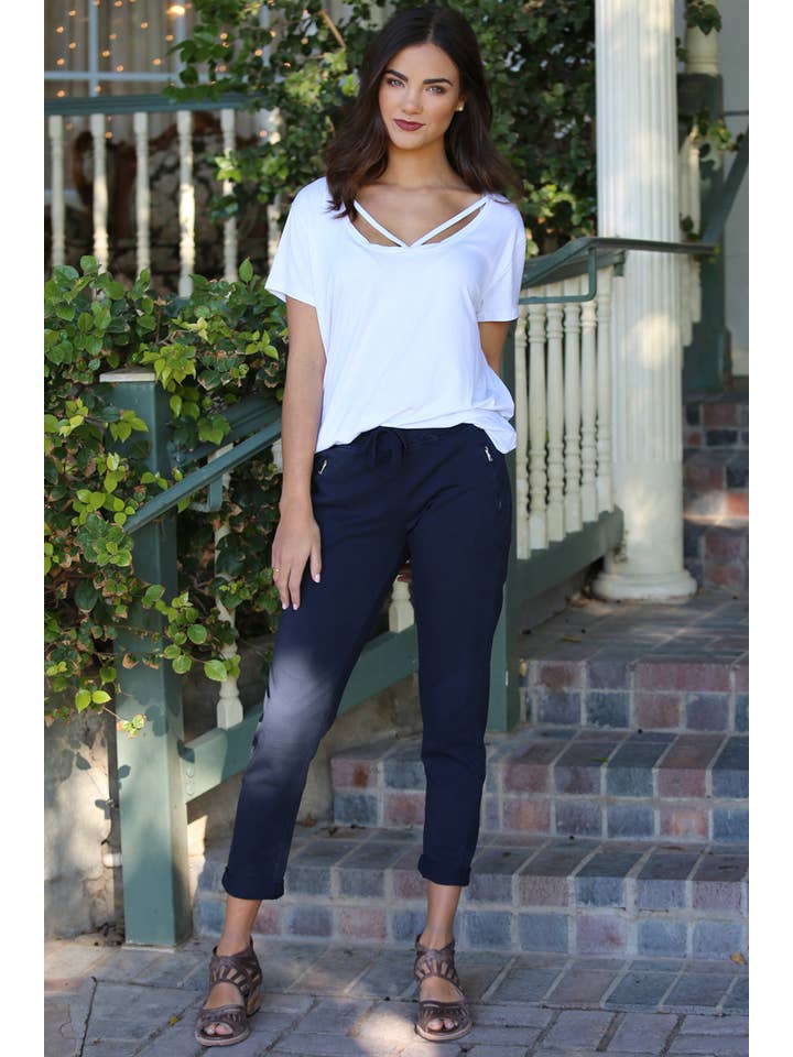 Nostalgia - Vente Pantalon d'intérieur/de jogging – femme - JOGG DE JOGGING EN TISSU ÉPONGE NP746-ASIS AVEC LIEN À NOUER SUR LE DEVANT ET POCHE ZIPPÉE6