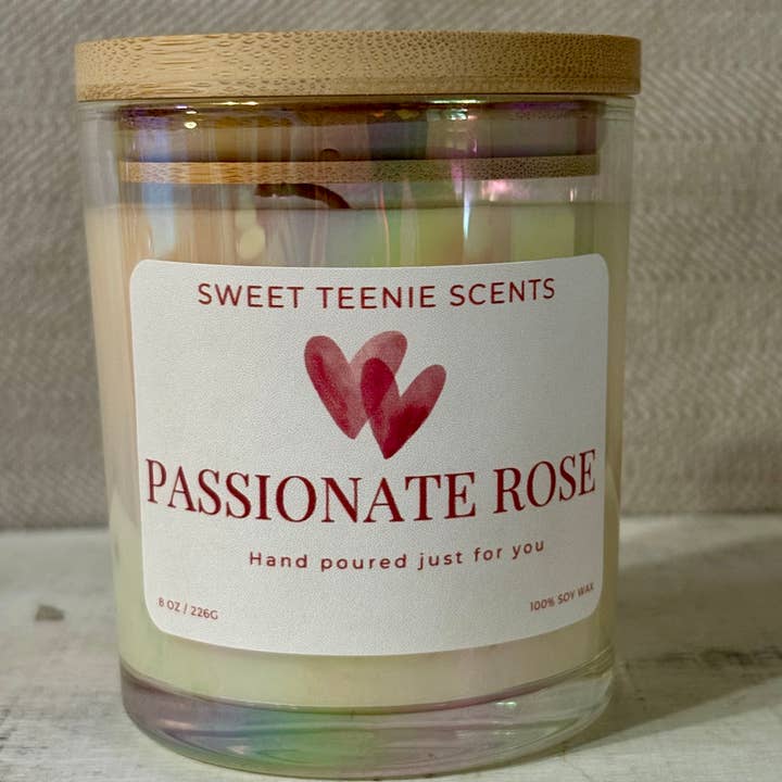 Passionate Rose Soy Candle - Iridescent Glass Jar for wholesale by Sweet Teenie Scents