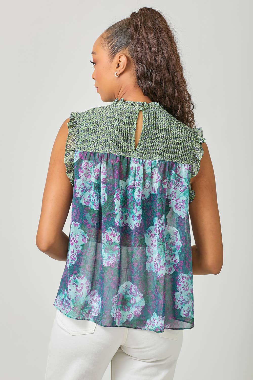 Mystree - Wholesale Blouse - Women's - 61024 Sleeveless Ruffled Floral Print Top3