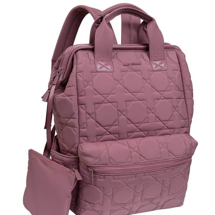 Magid - Wholesale Backpack - Women's - Max Studio Square Quilted Backpack with Front Zippered Pocket