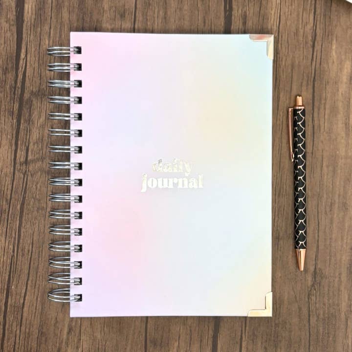 Luxury Daily Wellbeing Diary With Silver Spiral Binding for wholesale by Wonky Paper Co