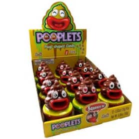 Miami mega store – wholesale Boiled sweets – KIDS POOPLETS candy dispenser pk12 with stand
