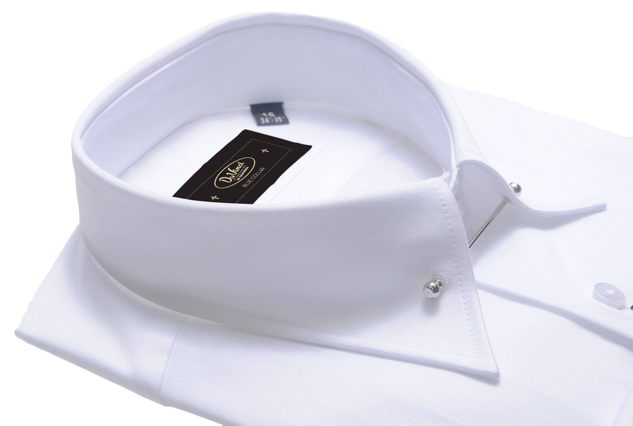 White Da Vinci Blue Collar | Pin Collar Solid shirt for wholesale on Faire3