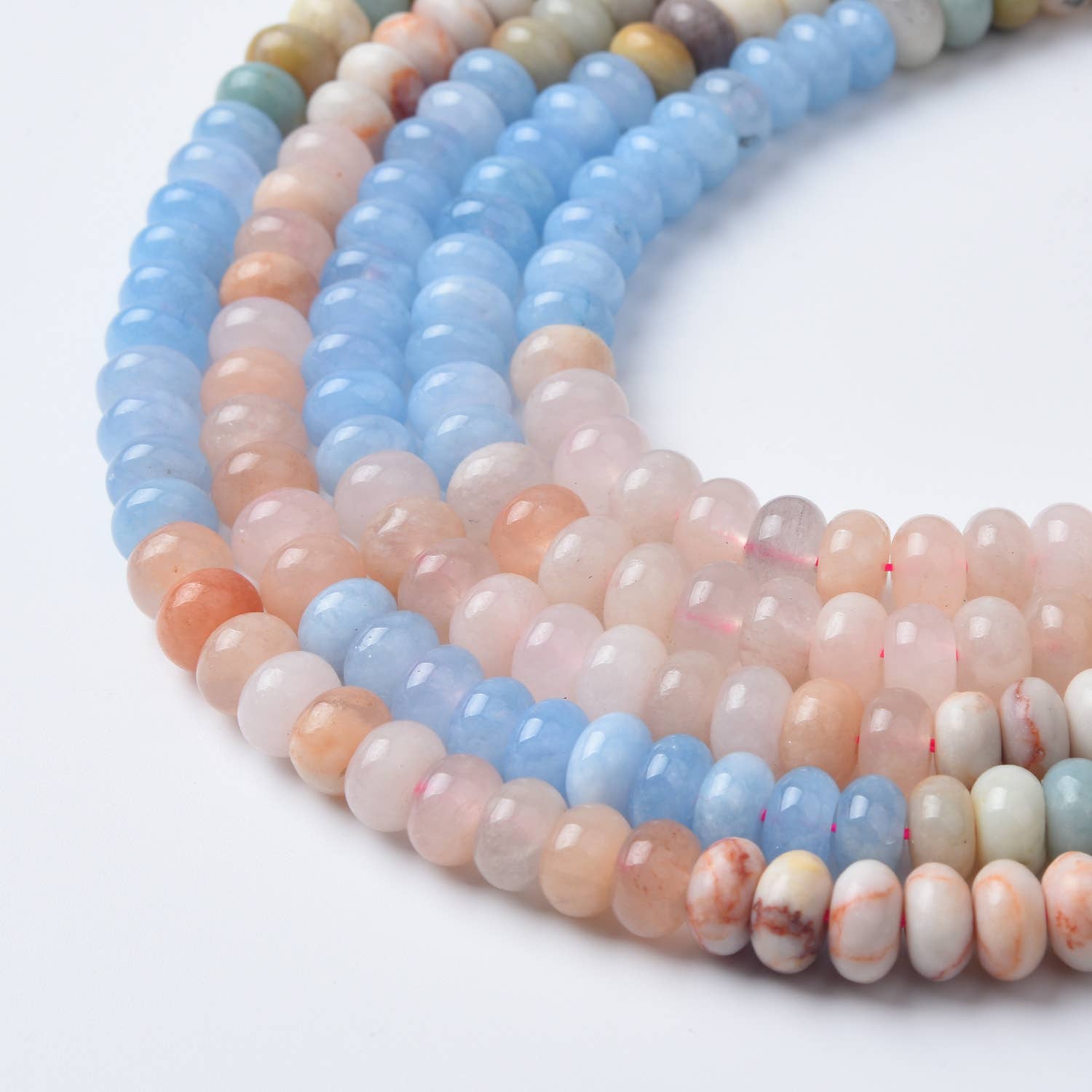 Beads Creation - Wholesale Beads - Amazonite Rondelle Beads 5x8mm – Multi Color GRN5030
