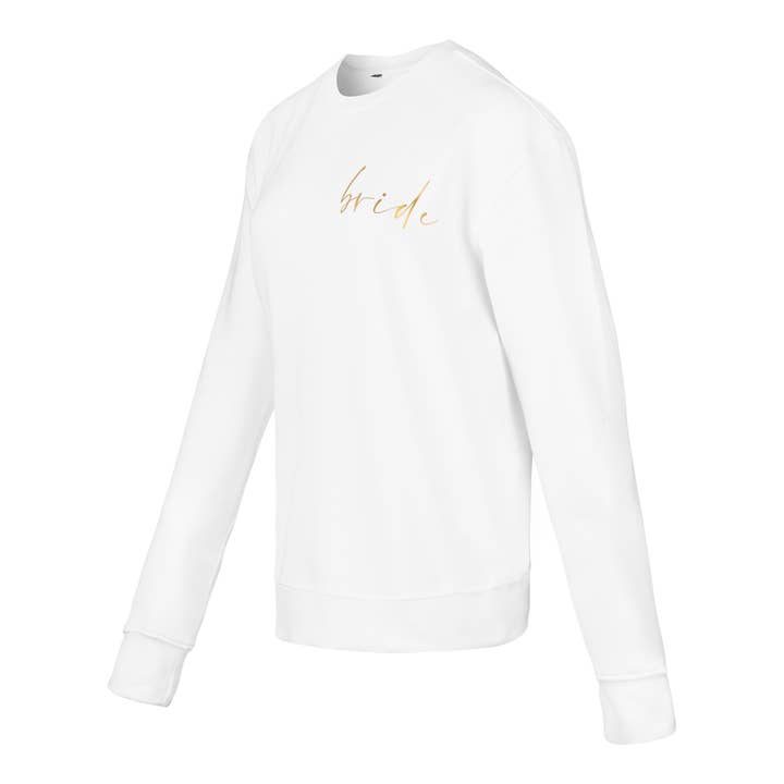 Sweatshirt bride | white sweatshirt with gold print for wholesale by shopandmarry
