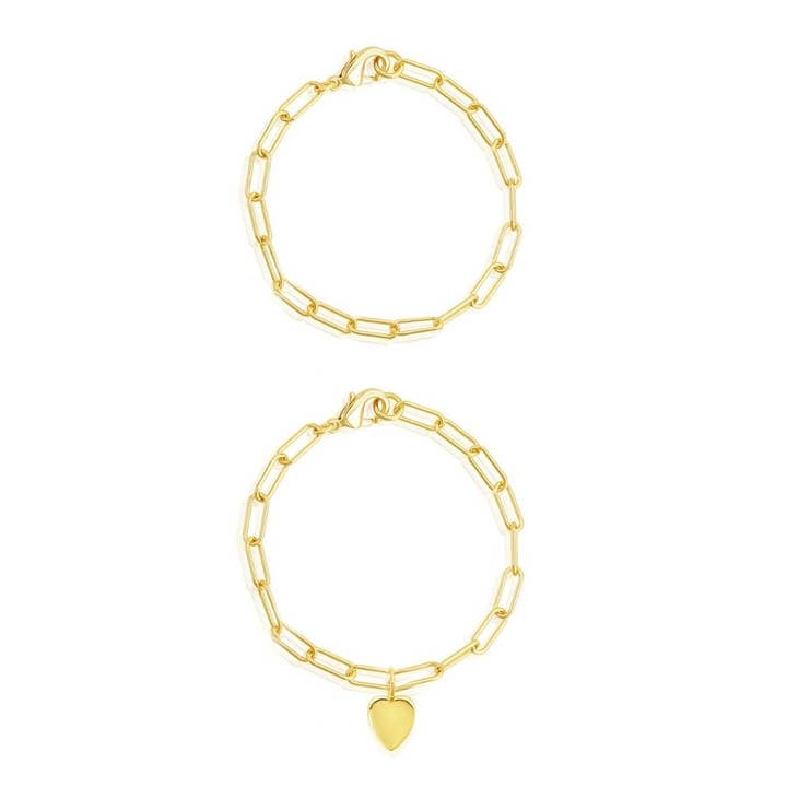 Heart Paper Clip Chain Set gold for wholesale by Adornia