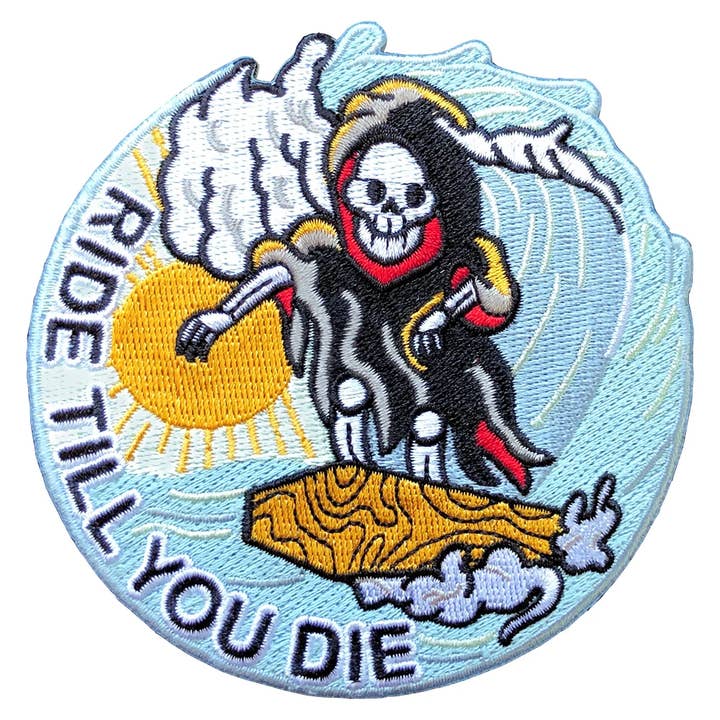 Multi Colored Ride Till You die surf patch for wholesale on Faire