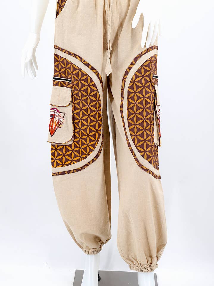 Himalaya Handmade - Wholesale Pants - Women's - Cotton Hippie Handmade Harem Mushroom Embroidered Bohemian Pants