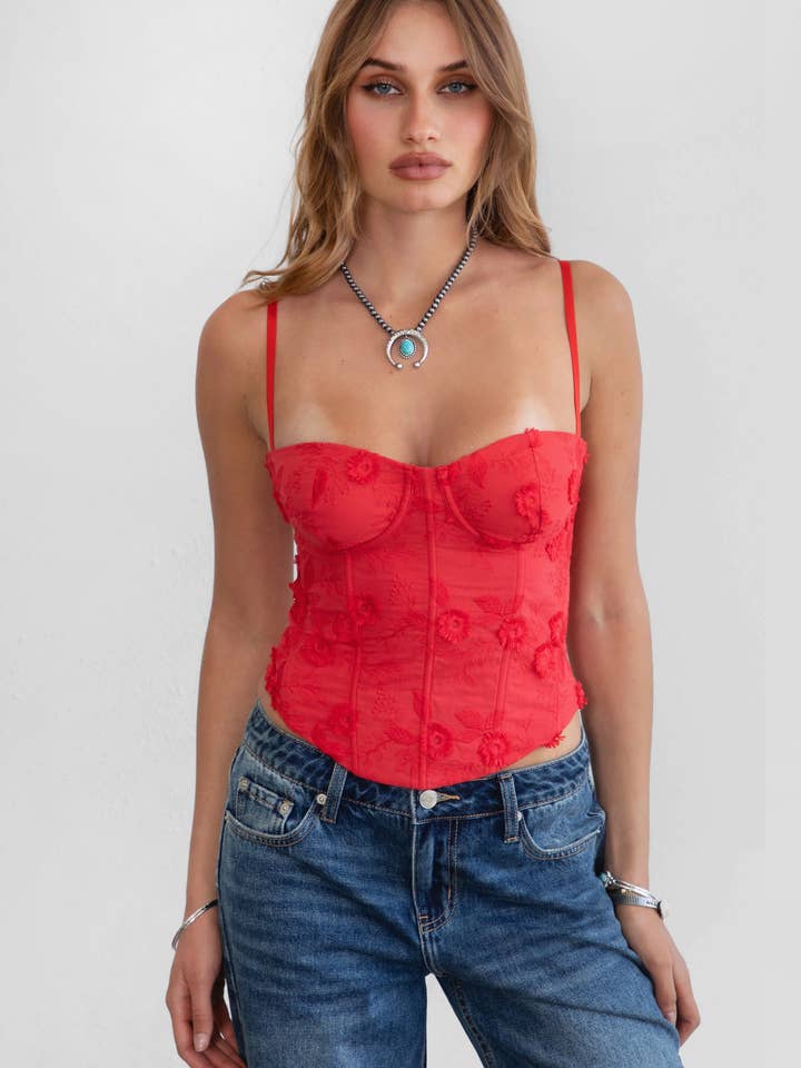 TICTOC - Wholesale Bustier - Women's - ISABELA Floral Embroidered Bustier Top