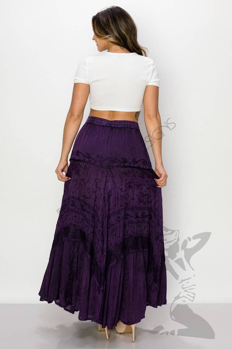 JUST CRUISING - India Casual Designs - Wholesale Skirt - Women's - Handcrafted Maxi Skirt with Intricate Embroidery Detailing5