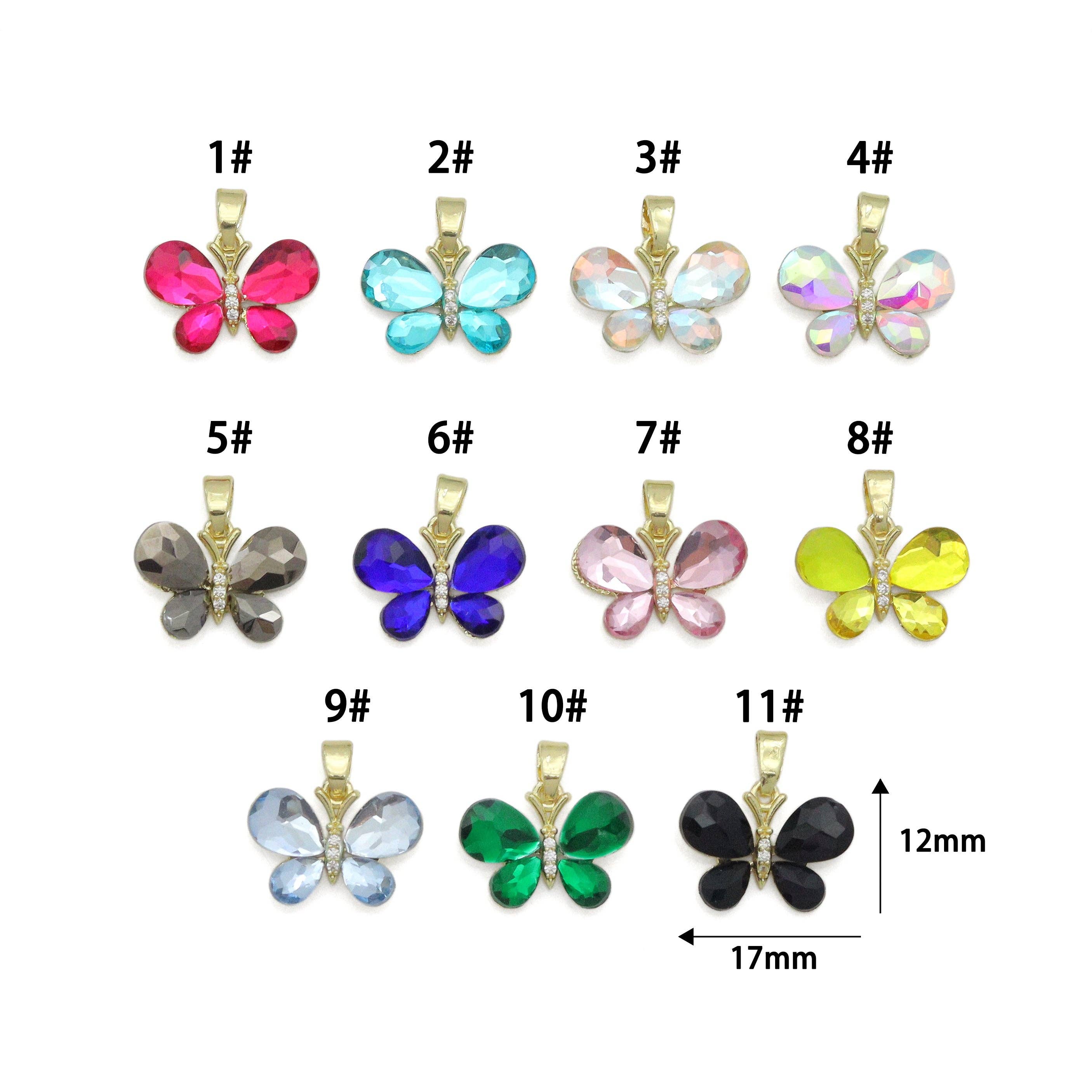 BestBeads&Beyond - Wholesale Individual Charm/Pendant - AB Crystal Butterfly charm For Necklace Bracelet Jewelry Making Supply, Sku#FH2515