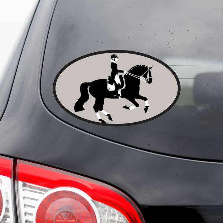 Horse Hollow Press - Wholesale Sticker - Oval Equestrian Horse Sticker / Piaffe Dressage / WATERPROOF