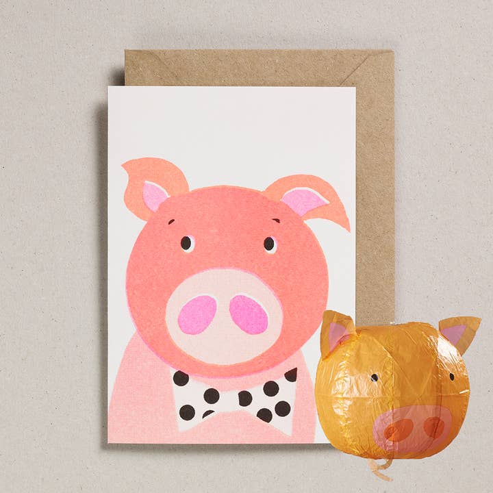 Paper Balloon Cards - Pack of 6 - Pig for wholesale by Petra Boase Ltd (US Duties Paid)