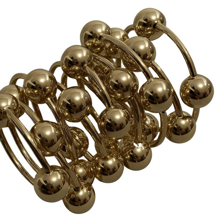 HoopLa - Wholesale Beaded Bracelet - In Orbit- Stretch Bead Bracelet- Steel-14K Gold & Silver1