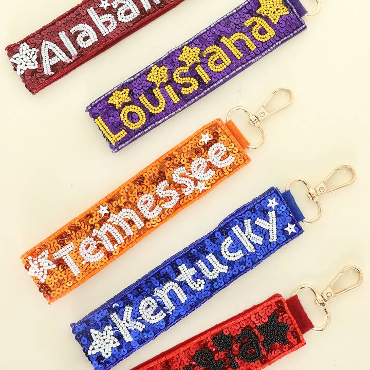 SP Sophia Collection - Wholesale Keychain - Women's - College State Seed Beaded Sequins KeyChain