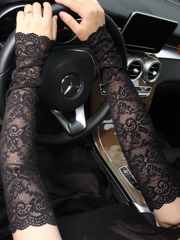 Sheer Trend – Luvas - Mulher por atacado – Acessórios Originais de 7 Cores com Manga Bordada Oca em Renda4