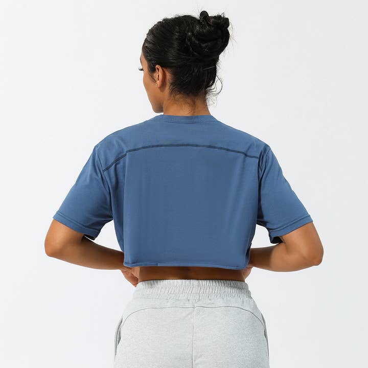 Sodalemon – wholesale Athletic top – Women′s – Women Loose Sport Crop Top T-Shirt9