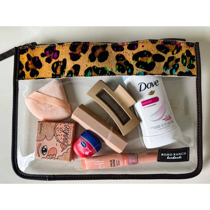 Boho Ranch Shop - Wholesale Makeup/Cosmetic Bag - Cowhide Clear Toiletry Makeup Bag, organizer, Travel