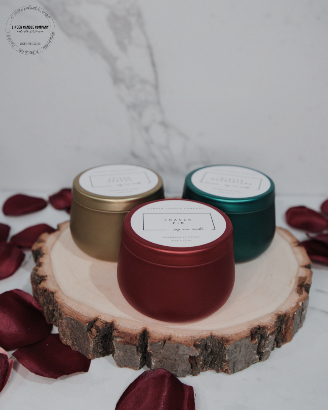 Linden Candle Company - Wholesale Travel Candles - 4oz Soy Candle Tins– Holiday Giftable Scents for Winter3