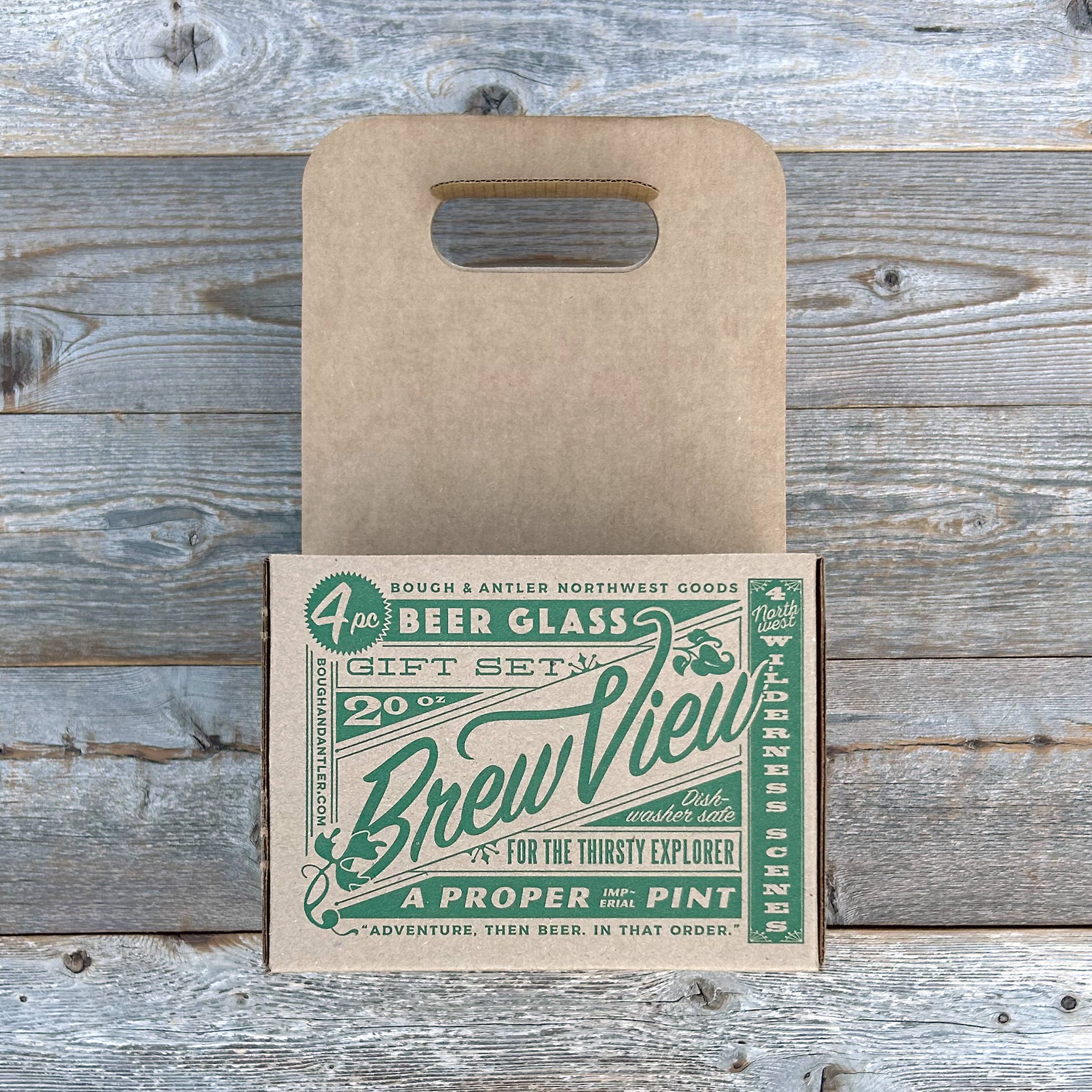 Bough & Antler Northwest Goods - Wholesale Beer Glass/Mug - Tall Can Beer Glasses: Set of 4 Northwest Wilderness Scenes3