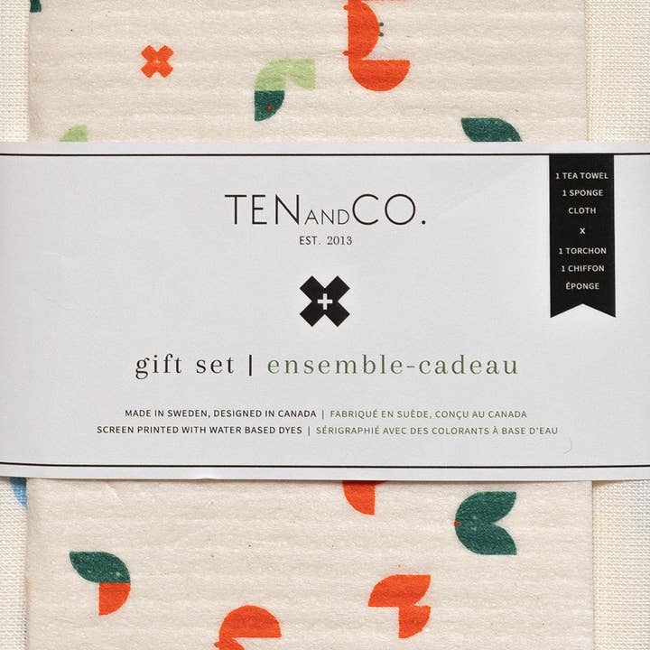 Geo Animal Sponge Cloth + Tea Towel Set for wholesale by Ten and Co.