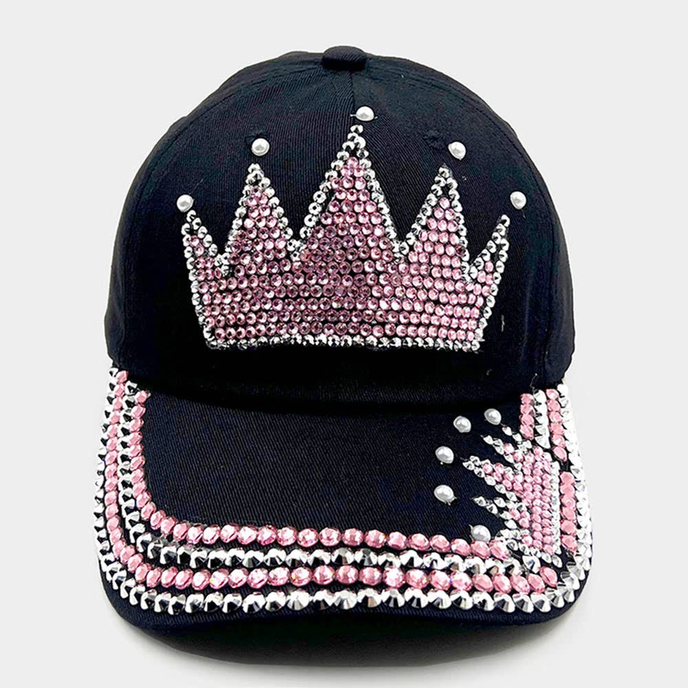 Sensibling Corp. - Wholesale Baseball Cap - Women's - Pearl Embellished Bling Crown Studded Baseball Cap2