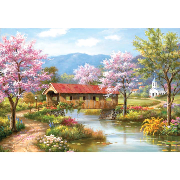 SunsOut - Wholesale Puzzle - Adult - 0121 Covered Bridge in Spring 300 pc Puzzle