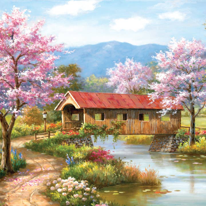 0121 Covered Bridge in Spring 300 pc Puzzle for wholesale by SunsOut