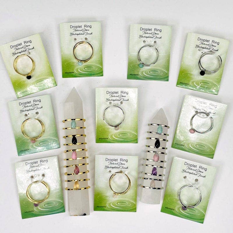 Rock Paradise - Wholesale Single Stone/Solitaire Ring - Crystal Droplet Gemstone Rings5
