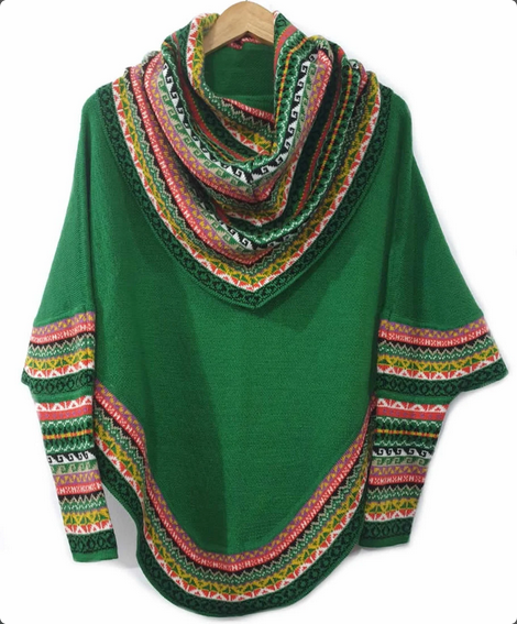 MODA LATINA - Wholesale Poncho - Women's - Superfine Alpaca Wool Knitted Turtleneck Poncho Cape11