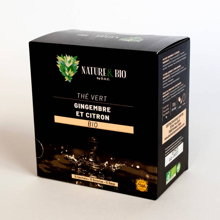 Thé Vert Gingembre et Citron Bio x15 infusettes Nature&Bio pour la vente par Destination Grand Comptoir