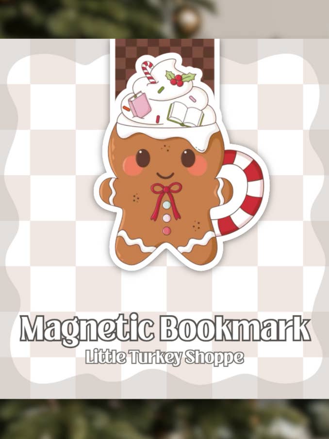 Gingerbread Hot Cocoa Mug Magnetic Bookmark for wholesale by Little Turkey Shoppe