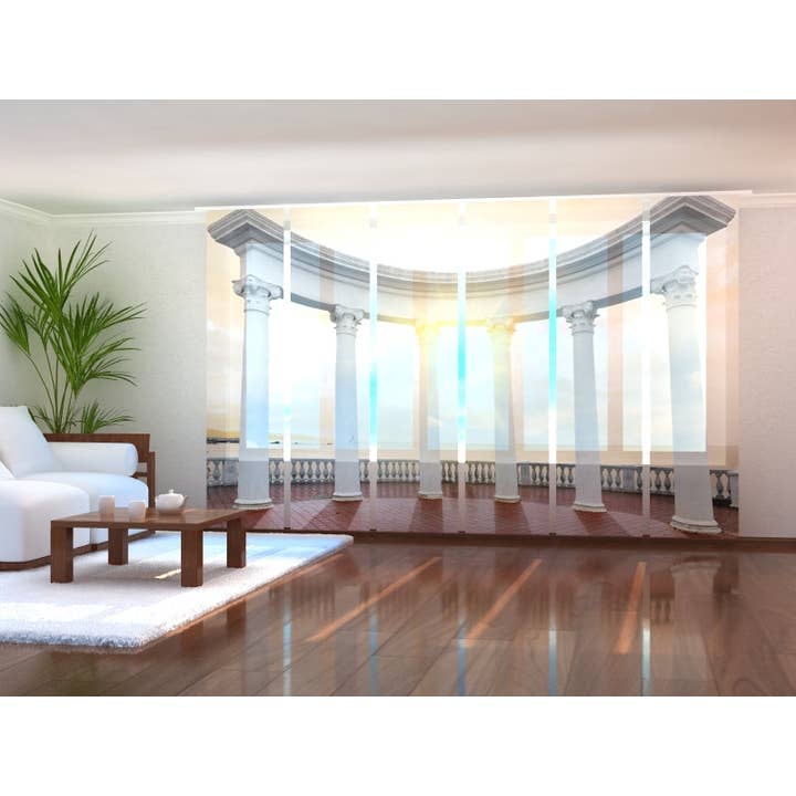 Conjunto de 6 Cortinas Painel Coluna Branca em uma Zona Ribeirinha por atacado de IlyDecor