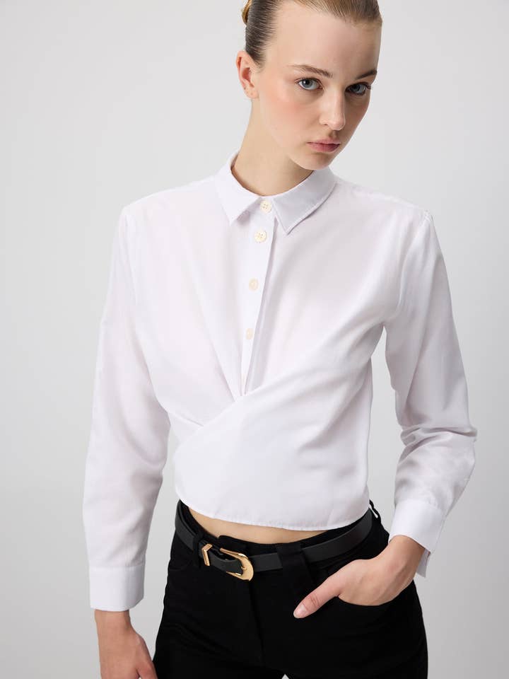 Tailored Poplin Wrap Shirt - Cotton Blend for wholesale by Touché Privé