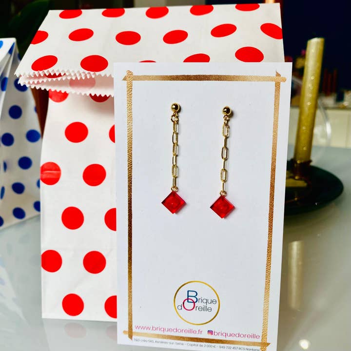 Brique d'Oreille – wholesale Hängande örhängen – Hängande örhängen kedja & Lego®-kloss - Les Virevolteuses11