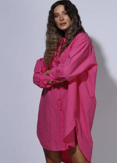 SixtyDays - Vendita all'ingrosso Camicia button down - Donna - Camicia oversize boyfriend in cotone - Fuxia1