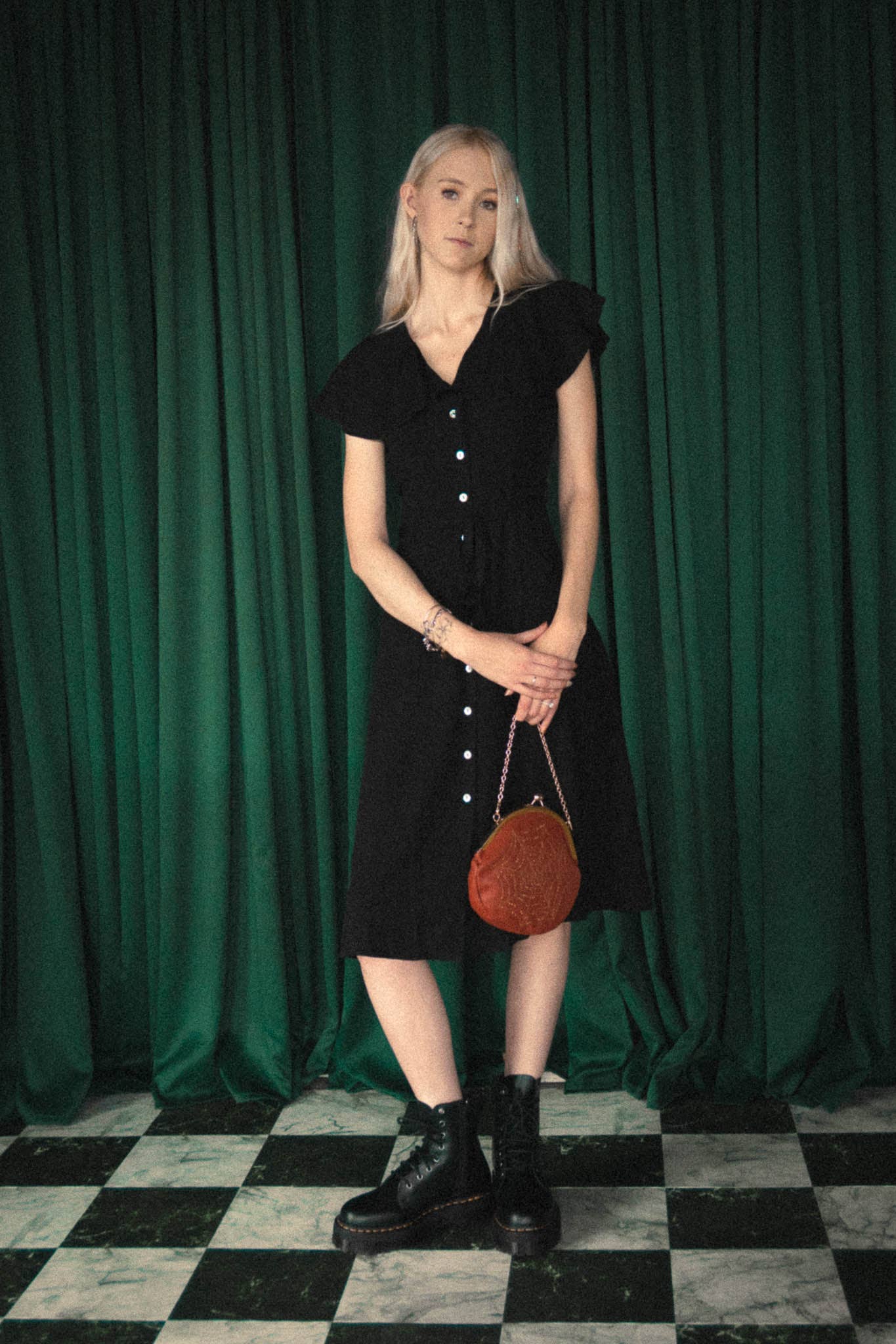 Ectogasm - Wholesale Dress - Women's - Celestria Vintage Style Cape Sleeve Midi Dress in Black4