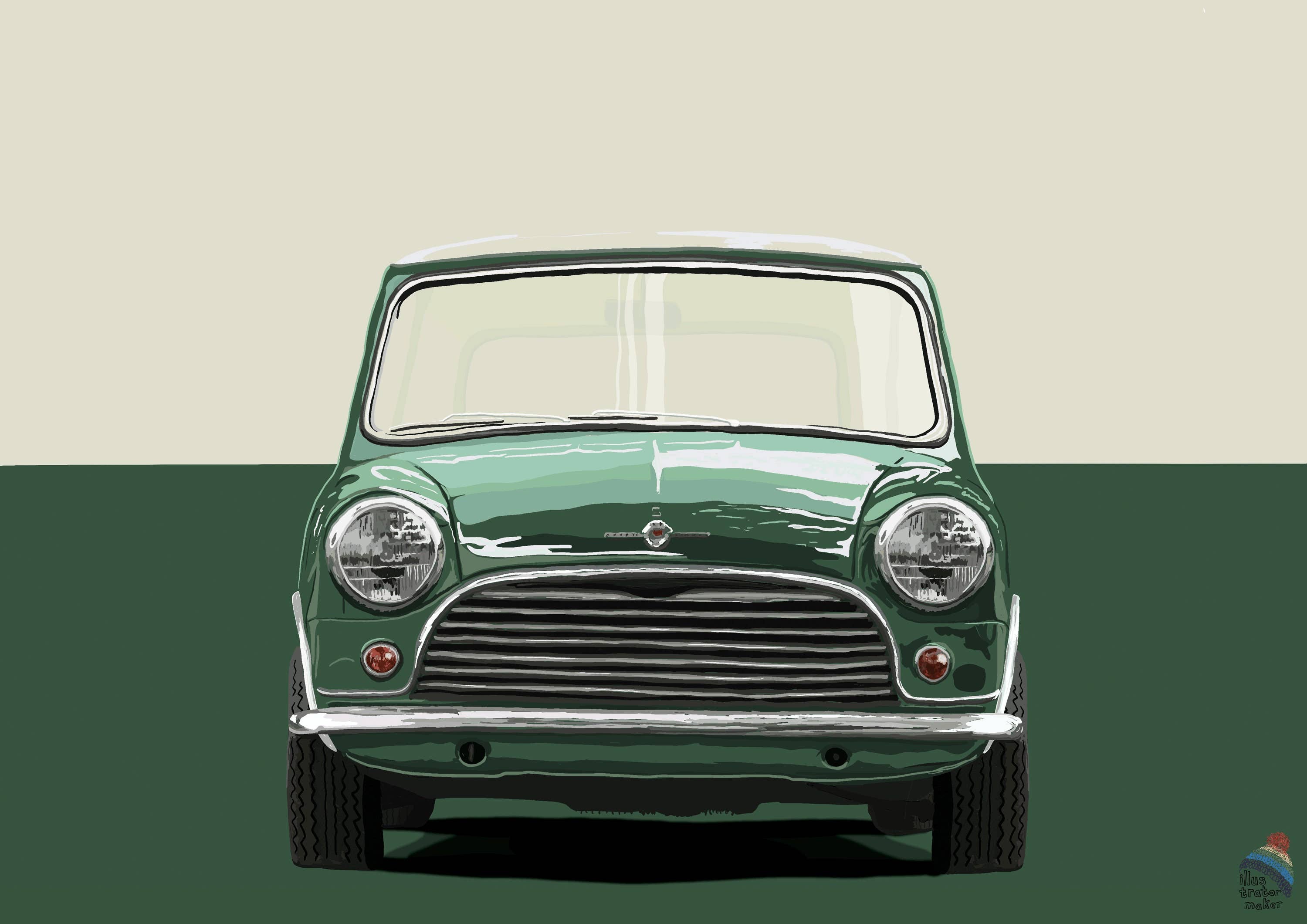 Illustrator maker – wholesale Art print – Mini Cooper S Art - Classic Mk1 Austin Mini Cooper S5