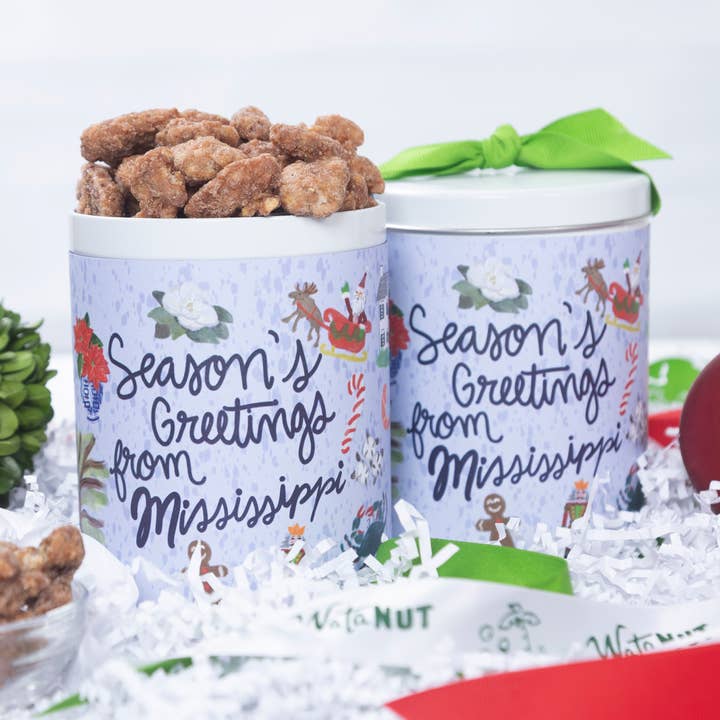 Mississippi Holiday Tin | Gourmet Cookies & Nuts for wholesale by Watanut
