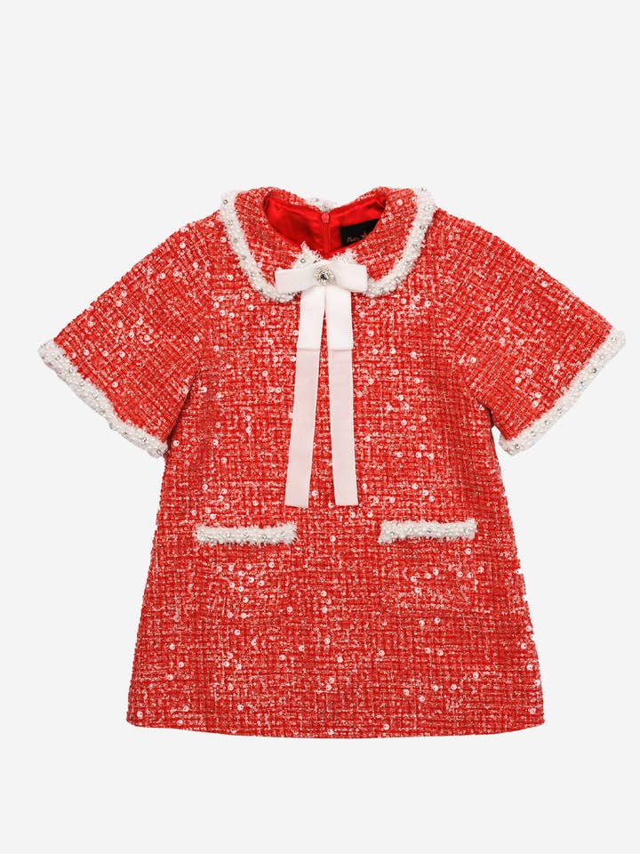 Rojo Vestido de Prenda de Tweed Chloe de venta al por mayor en Faire0