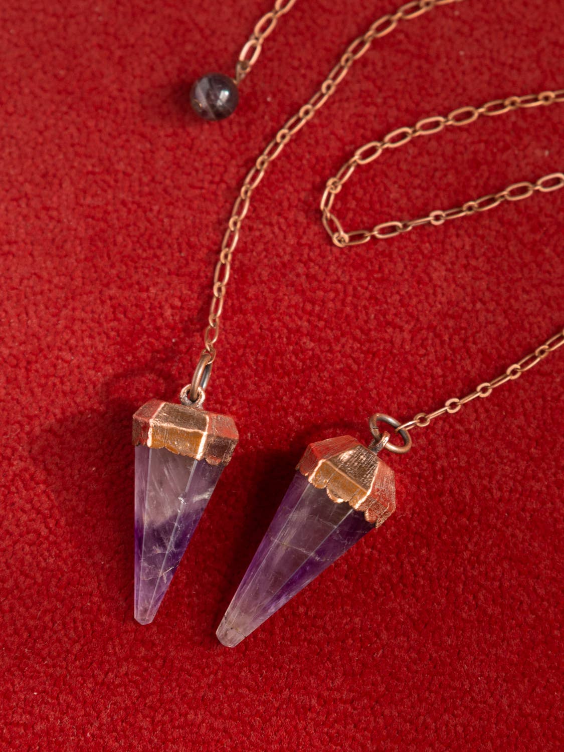 The Cyprus Cabinet - Wholesale Spiritual Stone/Crystal - Amethyst Copper + Crystal Pendulum1