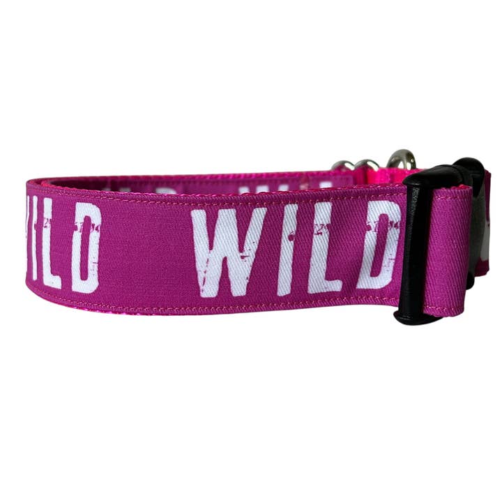 Fuchsia WILD Dog Collar, 1.5” Wide for wholesale by Sew Fetch Dog Co
